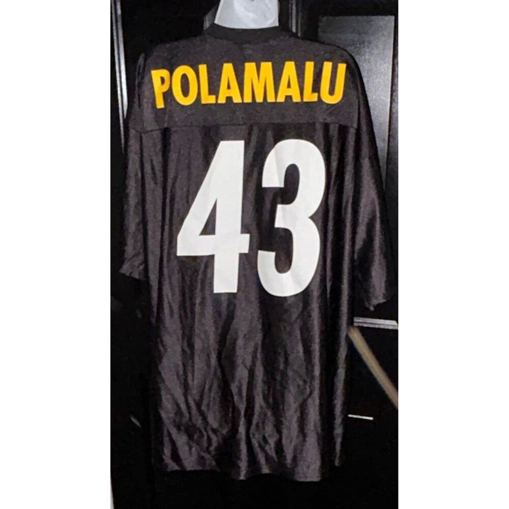 Steelers Troy Polamalu Pittsburgh NFL Team Football Black Jersey Adult Large